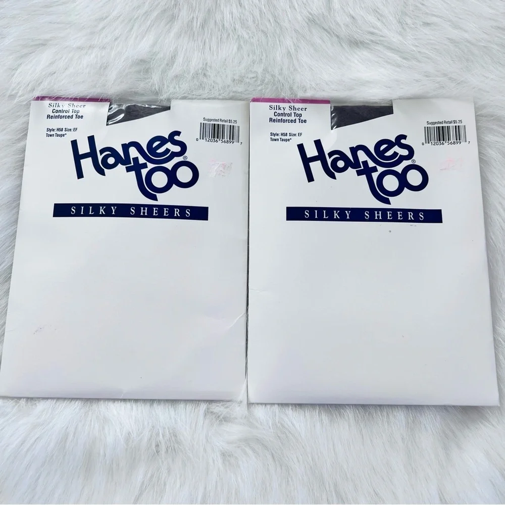 VINTAGE NEW OLD STOCK Hanes Too Silky Sheers in Town Taupe Size EF Lot of 2
